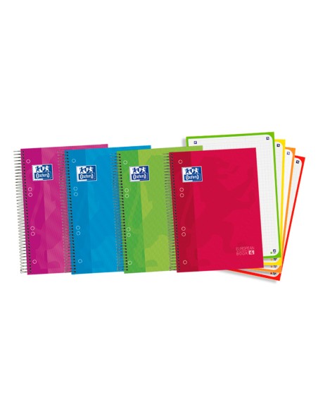 Bloc espiral oxford tapa extradura optik paper microperforado din a5 120 h 50% hojas gratis cuadros 5 mm