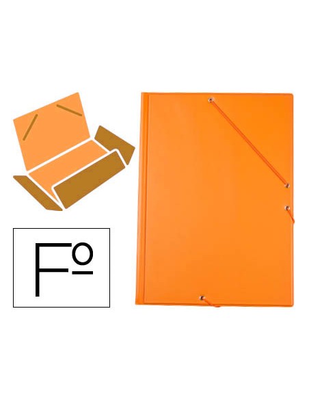 Carpeta liderpapel gomas plastico folio solapas color naranja