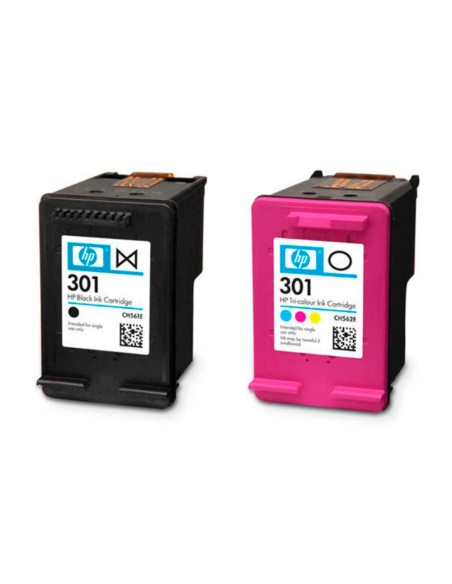 Ink jet hp 301 pack con tinta negra y tinta tricolor 1000/1001 3000/ 3050/3050se/3050ve 1050a/2050a/2054a/3050a