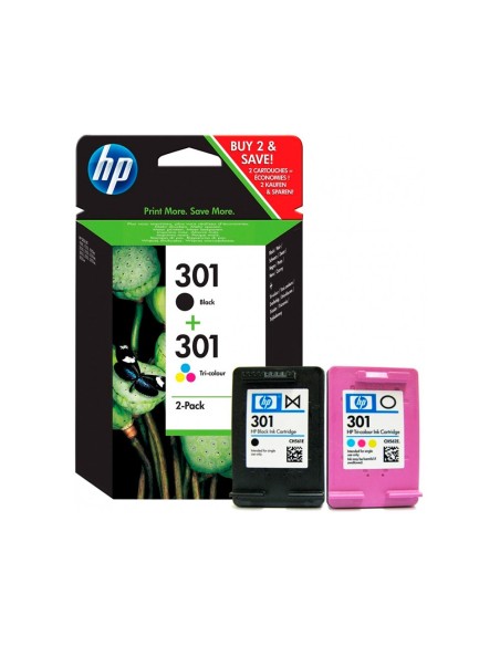 Ink jet hp 301 pack con tinta negra y tinta...