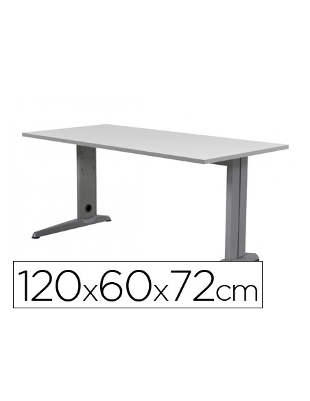 Mesa de oficina rocada metal 2000ac02 aluminio /gris 120x60 cm