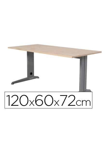 Mesa de oficina rocada metal 2000ac01 aluminio /haya 120x60 cm