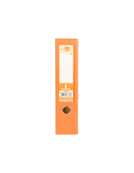 Archivador de palanca liderpapel a4 documenta forrado pvc con rado lomo 75mmnaranja compresor metalico