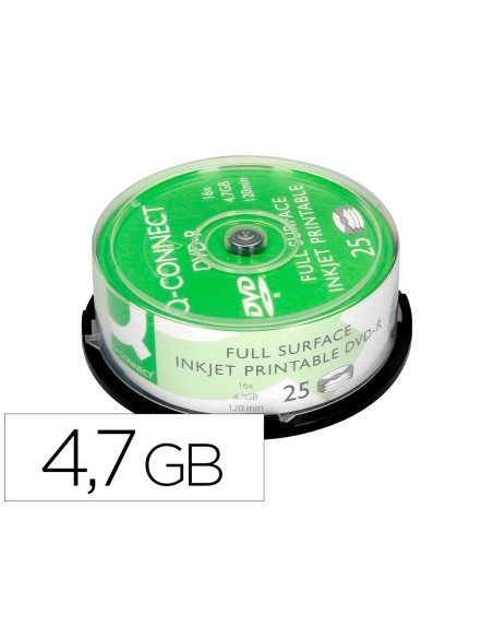 Dvd-r q-connect con superficie 100% imprimible...