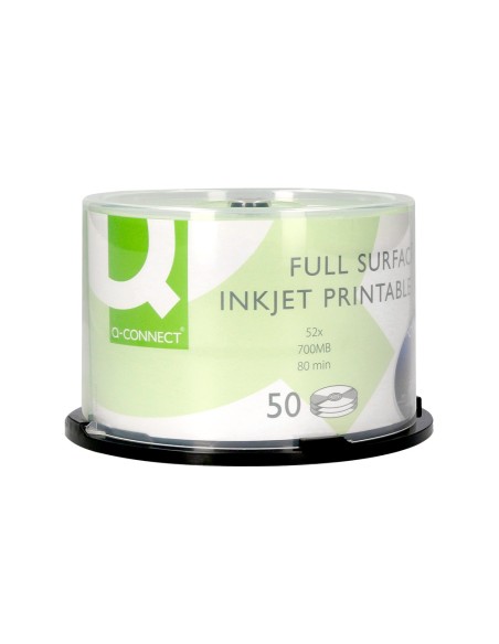 Cd-r q-connect con superficie 100% imprimible para inkjet capacidad 700mb duracion 80minvelocidad 52x bote de 50 unid