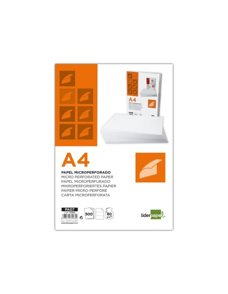Papel liderpapel a4 80g/m2 liso microperforado...