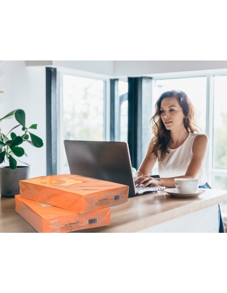 Papel color q-connect din a3 80gr naranja neon paquete de 500 hojas