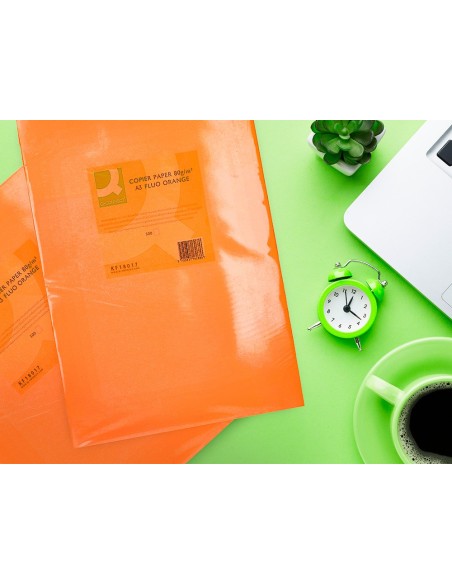 Papel color q-connect din a3 80gr naranja neon...