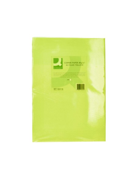 Papel color q-connect din a3 80gr verde neon paquete de 500 hojas