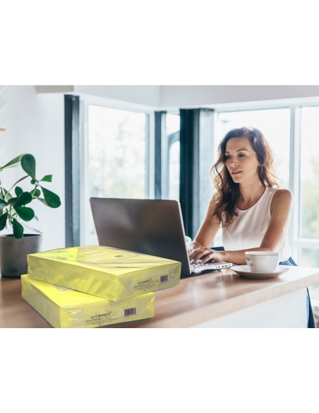 Papel color q-connect din a3 80gr amarillo neon...