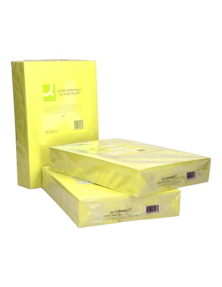 Papel color q-connect din a3 80gr amarillo neon...