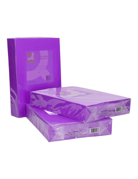 Papel color q-connect din a3 80gr lila paquete de 500 hojas