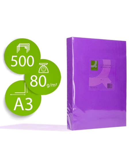 Papel color q-connect din a3 80gr lila paquete...
