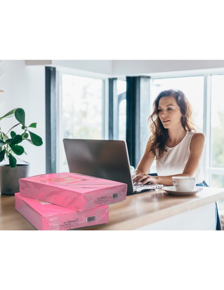 Papel color q-connect din a3 80gr rosa intenso paquete de 500 hojas