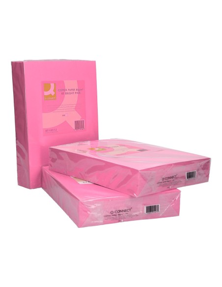Papel color q-connect din a3 80gr rosa intenso...