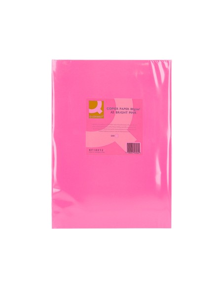 Papel color q-connect din a3 80gr rosa intenso paquete de 500 hojas