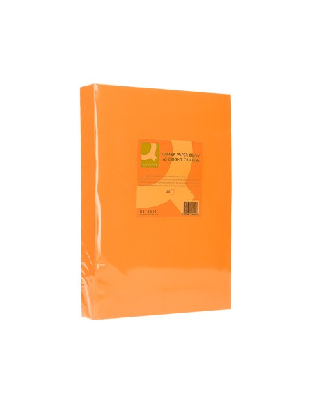 Papel color q-connect din a3 80 gr naranja intenso paquete de 500 hojas