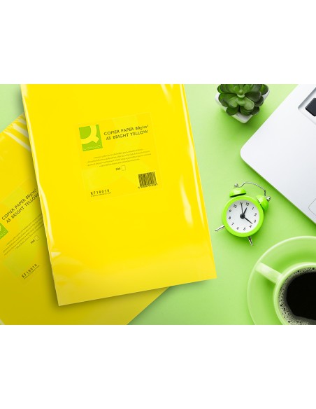 Papel color q-connect din a3 80 gr amarillo intenso paquete de 500 hojas