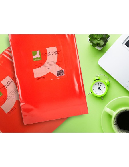 Papel color q-connect din a3 80gr rojo intenso paquete de 500 hojas