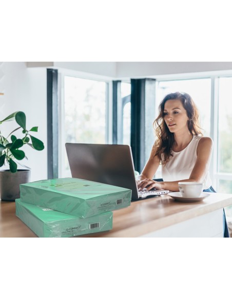Papel color q-connect din a3 80gr verde paquete de 500 hojas
