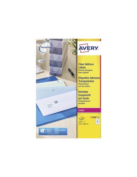 Etiqueta adhesivas resistente avery transparente 38,1x21,2 mm caja de 1625 unidades