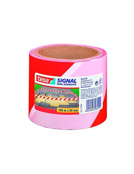 Cinta de señalizacion tesa rojo y blanco 100mt...