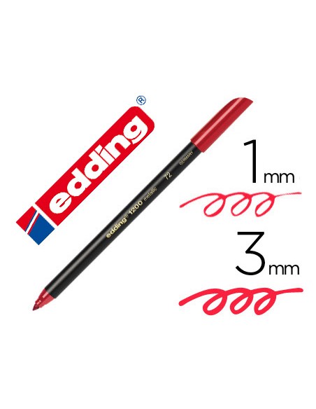 Rotulador edding punta fibra 1200 rojo metalizado n 72 punta redonda 1-3 mm