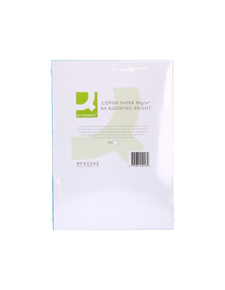 Papel color q-connect din a4 80 gr 5 colores surtidos intensos paquete de 500 hojas