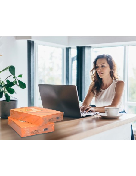 Papel color q-connect din a4 80gr naranja neon...