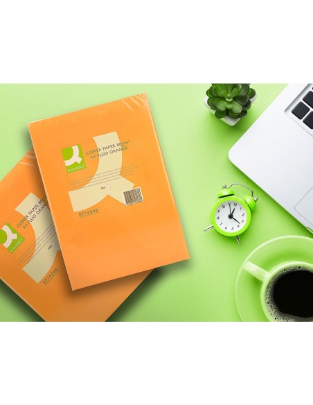 Papel color q-connect din a4 80gr naranja neon...