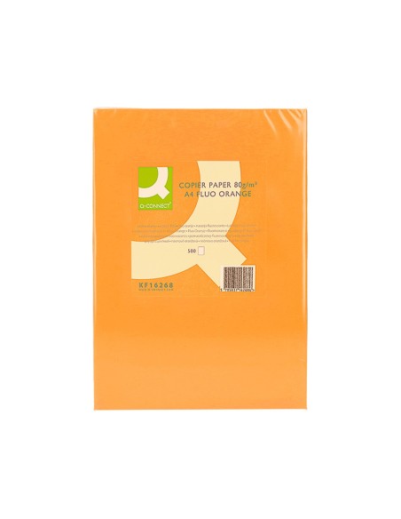 Papel color q-connect din a4 80gr naranja neon...