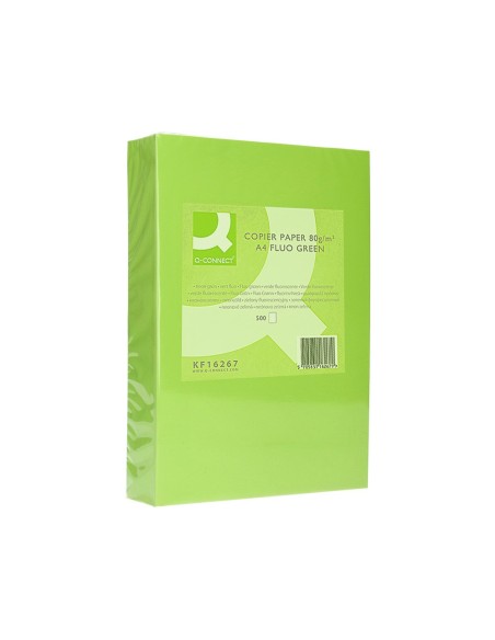 Papel color q-connect din a4 80gr verde neon...