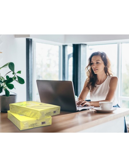 Papel color q-connect din a4 80gr amarillo neon...