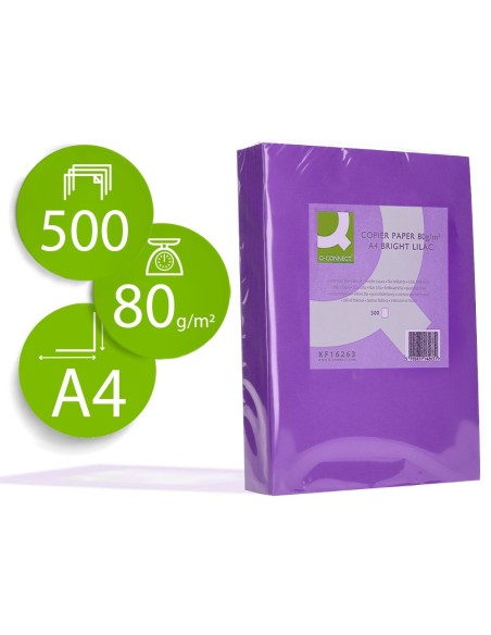 Papel color q-connect din a4 80gr lila intenso...
