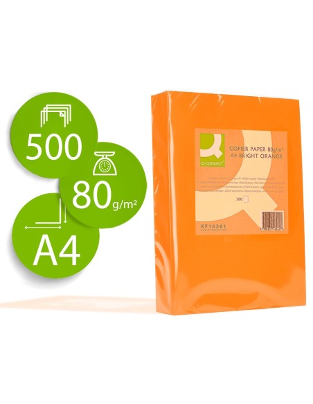 Papel color q-connect din a4 80gr naranja...