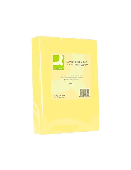 Papel color q-connect din a4 80gr amarillo paquete de 500 hojas