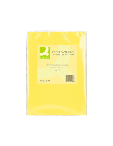 Papel color q-connect din a4 80gr amarillo paquete de 500 hojas