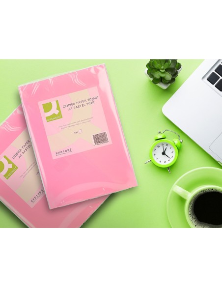 Papel color q-connect din a4 80 gr rosa paquete...