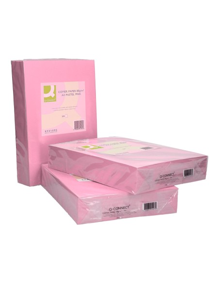 Papel color q-connect din a4 80 gr rosa paquete de 500 hojas