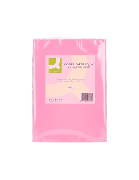 Papel color q-connect din a4 80 gr rosa paquete de 500 hojas