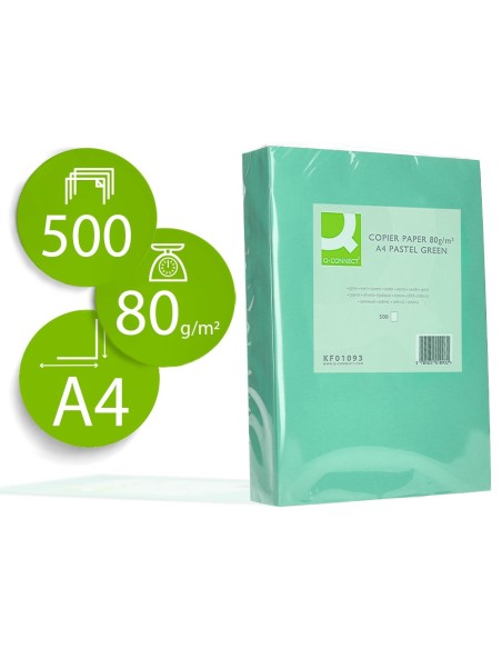 Papel color q-connect din a4 80 gr verde...