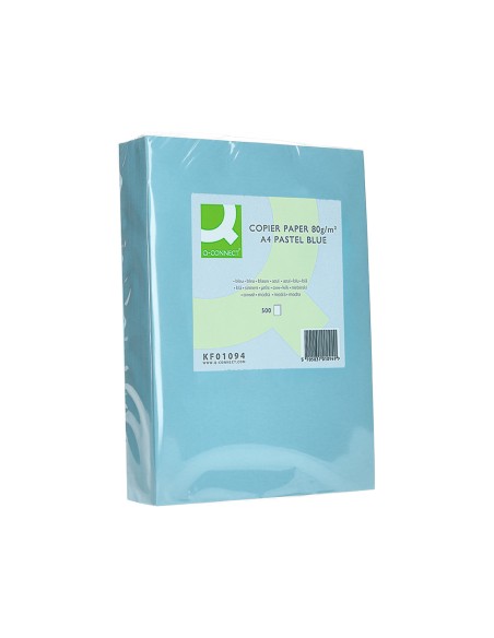 Papel color q-connect din a4 80gr celeste paquete de 500 hojas