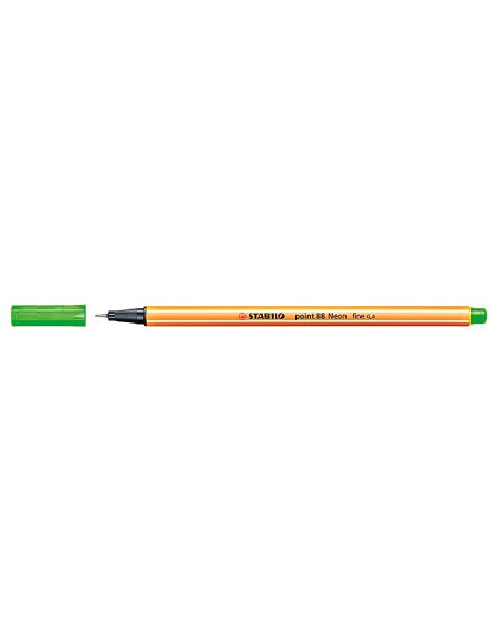 Rotulador stabilo punta de fib ra point 88 verde neon punta fina 0,4mm