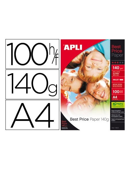 Papel fotografico apli glossy din a4 pack de...