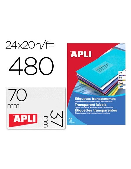 Etiqueta adhesiva apli 1224 transparentes...
