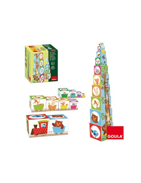 Juego diset didacticos cubos apilables figuras del bosque