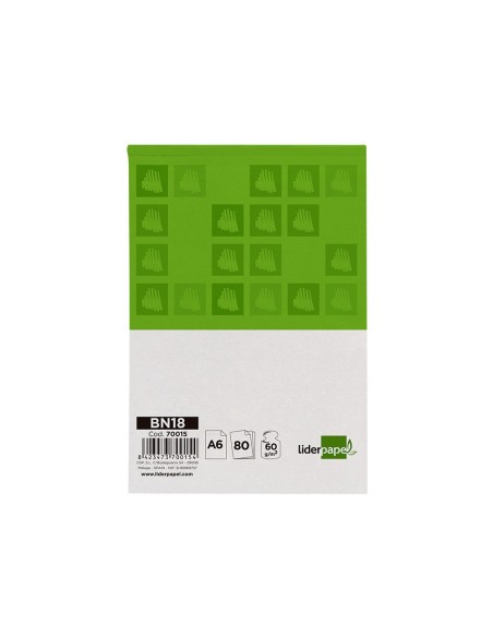 Bloc notas liderpapel liso a6 80 hojas 60 g/m2...