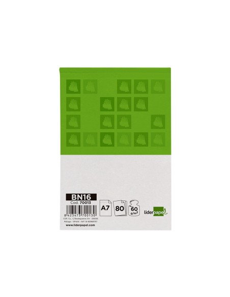 Bloc notas liderpapel liso a7 80 hojas 60 g/m2...
