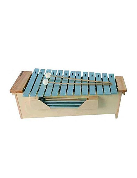Metalofono amaya c2-a3 con placas intercambiables y baquetas en madera de pino 90x30x40 mm