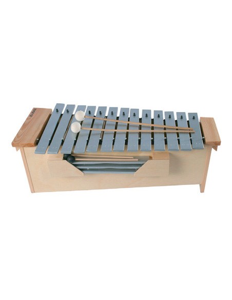 Metalofono amaya c2-a3 con placas intercambiables y baquetas en madera de pino 90x30x40 mm